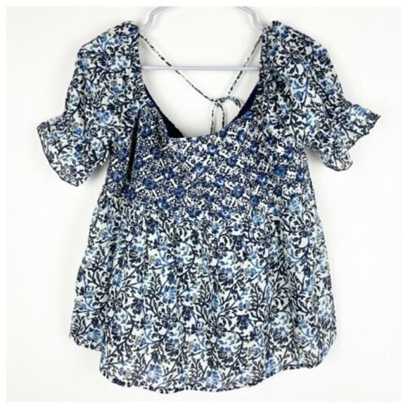 Tops - Sadie and Sage Peasant Off Shoulder Top Size Medium Blue Cream Pullover …​​​​​​